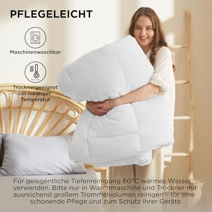 BEDSURE Bettdecke 155x220 Winterdecke 450gsm - Warm Winterdecke 155x220 cm für Winter, 220x155 Waschbar Dicke Winterbettdecke, Weiß – Bild 10