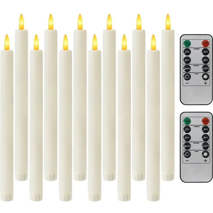 OZAVO LED-Kerze K-TZ06 6/12pcs LED Stabkerzen mit Fernbedienungs und Timer, Zwei Modi und Dimmbar, Warmweiße Flammenlose Tischkerzen Dekorative Kerzen, Timerfunktion für 2, 4, 6 und 8 Stunden