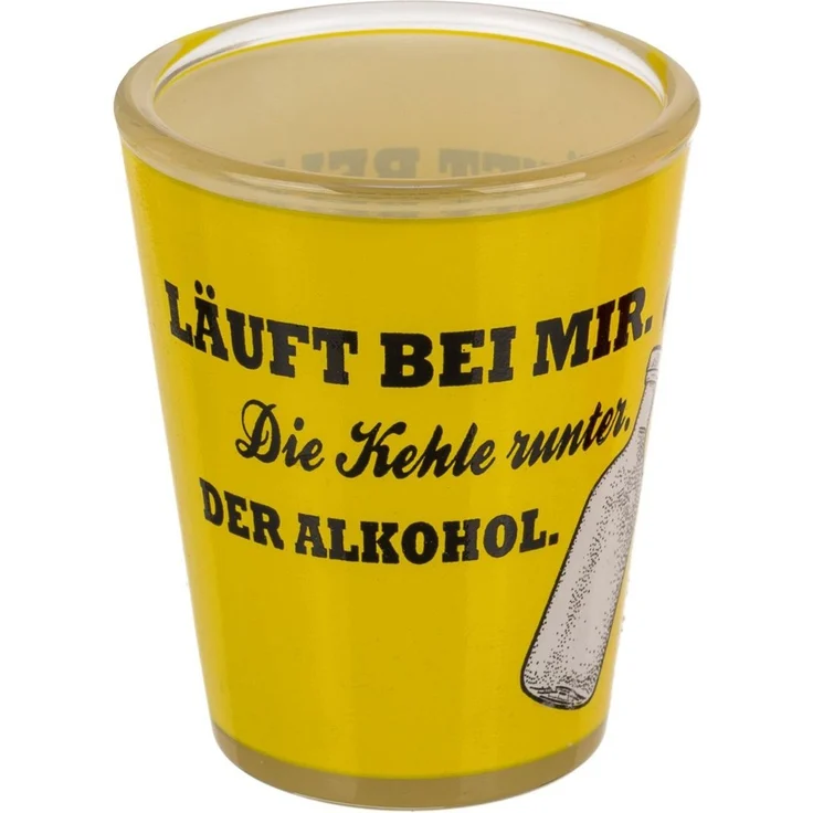 Schnapsglas aus Glas mit Trinkspruch für 60 ml lustiges Shotglas ca. 5 x 6 cm Läuft