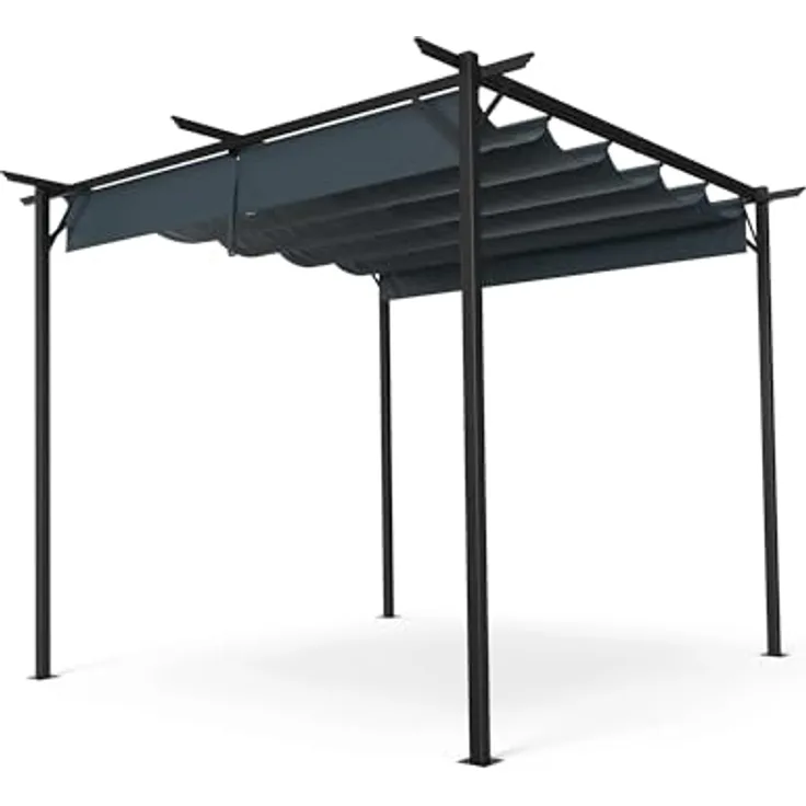 Blumfeldt Pergola 3x3 m - Wetterfestes Polyesterdach, Pulverbeschichteter Stahlrahmen, Ganzjährig Nutzbar, Einfache Montage, Modernes Design Für Garten & Terrasse