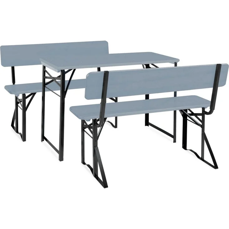 Stagecaptain 'Hirschgarten' Bierzeltgarnitur mit Lehne, Holz, 119 x 44,5 x 75,5 cm, 2x Bank, 1x Tisch, Grau – Bild 1