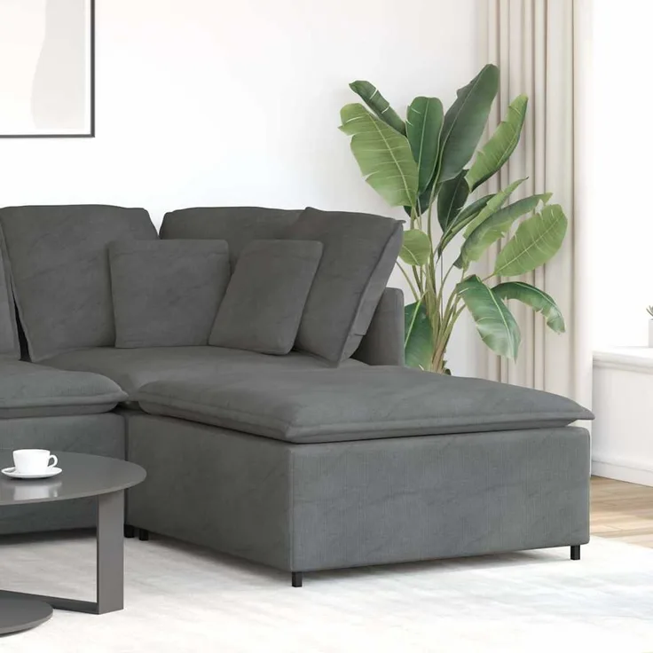 vidaXL Modulares Sofa Fußhocker-Modul Dunkelgrau 100x100x48 cm 4104498