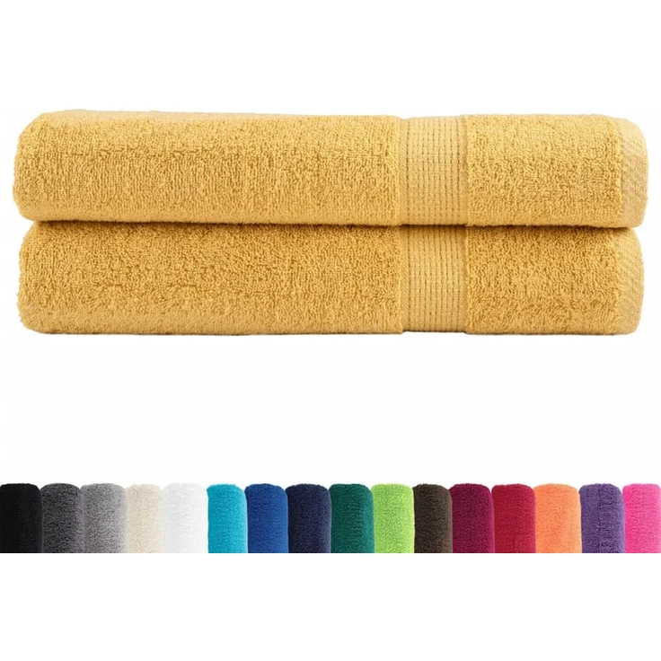 vidaXL Premium Handtücher SOLUND 2 Stk. Gold 100x200 cm 600 g/m² 137293 – Bild 2