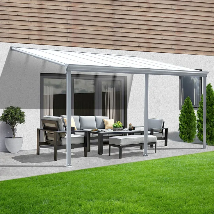 HOME DELUXE Terrassenüberdachung SOLIS - 435 / 442 x 300 / 303 x 278 / 226 cm Weiß