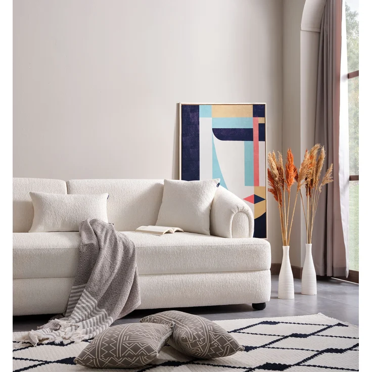 Sitzgruppe/Sofa Set - Wohnzimmergarnitur "Luma" 3+3+1-Beige – Bild 4