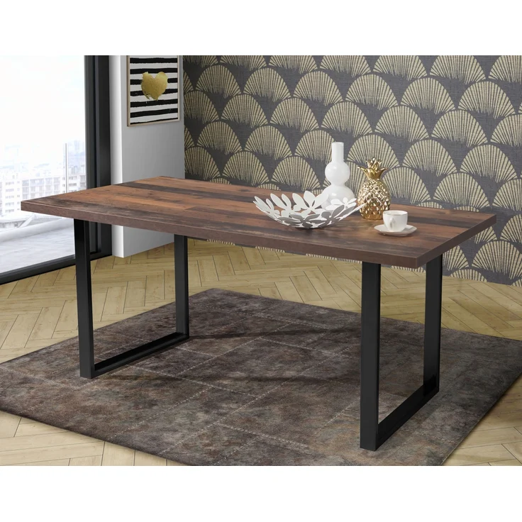 Esstisch >TABLES< in Old – Wood Vintage, U-Metallfüße schwarz - 140x74,7x90cm (BxHxT) – Bild 3