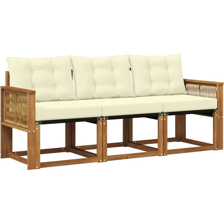 vidaXL Outdoor-Sofagarnitur 3 stk. 3-Sitzer Natur und Creme 3381746 – Bild 2
