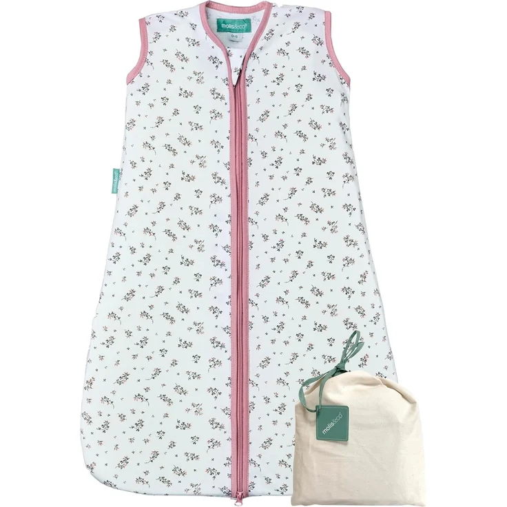 molis&co. Baby-Schlafsack. 0.5 TOG. Größe: 95 cm (18-36 Monate). Ideal für den Sommer. Bloom Pink. 100% Baumwolle (Oeko-TEX 100).