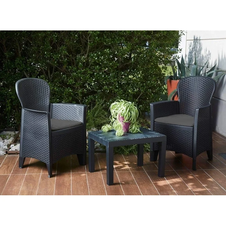 ProGarden 3-tlg. Garten-Set mit Kissen Akita Anthrazit 442181 – Bild 5