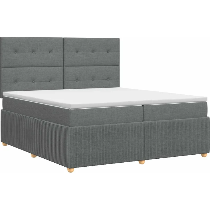 vidaXL Boxspringbett mit Matratze Dunkelgrau 200 x 200 cm Stoff 3454474 – Bild 2