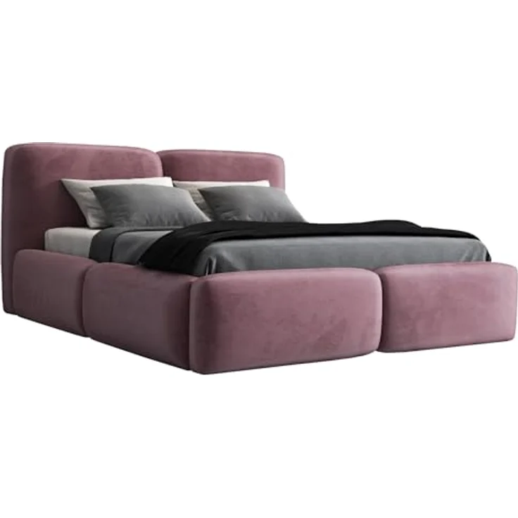 A&J MöbelLand Polsterbett Rosa, 160x200 cm, mit Bettkasten und 15 cm Matratze, modern und stabil – Bild 2
