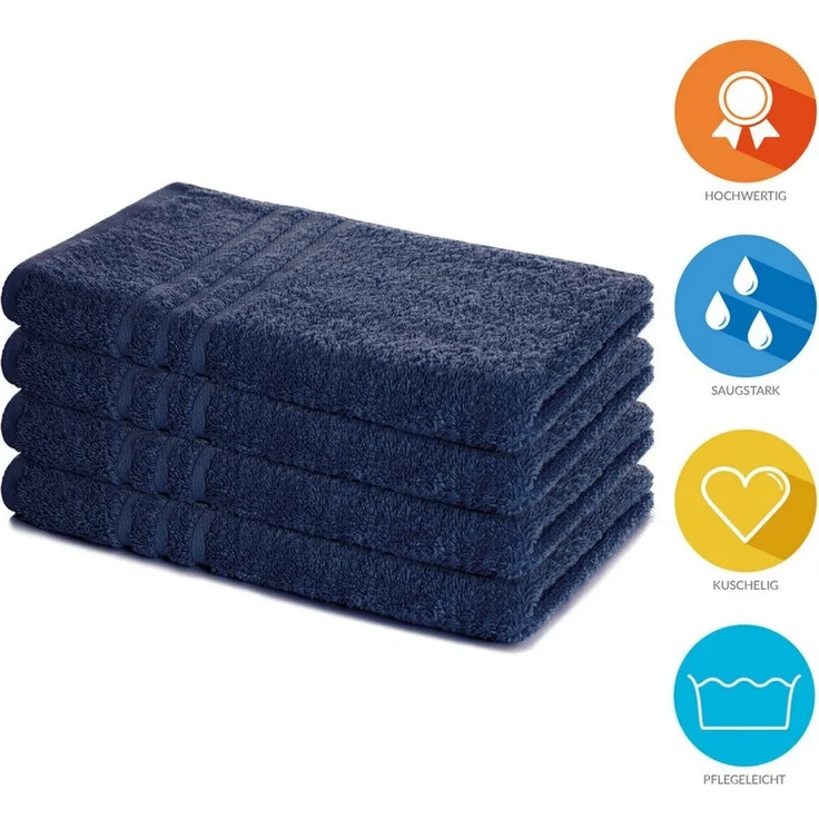 Lavea Handtuch Lavea® 4er Set Handtücher 50x100 cm, Elena Frottiererie, 100% Baumwolle (4er Set), 500 g/m² Frottier, weich & saugstark, pflegeleicht – Bild 2