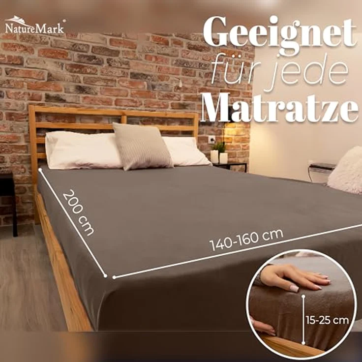 NatureMark Spannbettlaken Winter Thermo Fleece Spannbettlaken, 80% Baumwolle und 20% Polyester, Gummizug: rundum, (1 Stück), 140 x 200 cm bis 160 x 200 cm - Sand – Bild 5