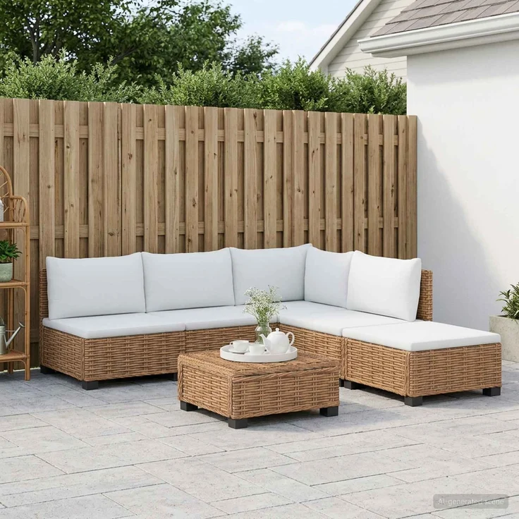 vidaXL 6 Stk. Rattan-Lounge-Set mit Kissen GENDT Naturrattan Natur 3429870 – Bild 3
