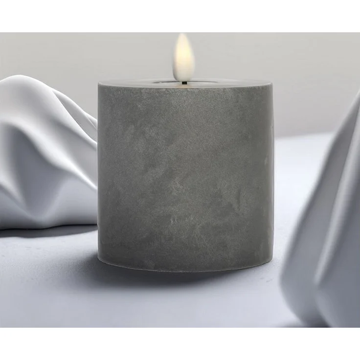 Marrakesch Orient & Mediterran Interior LED-Kerze Lot de 2 bougies LED design ciment, modèle Samod rond, Handarbeit – Bild 4