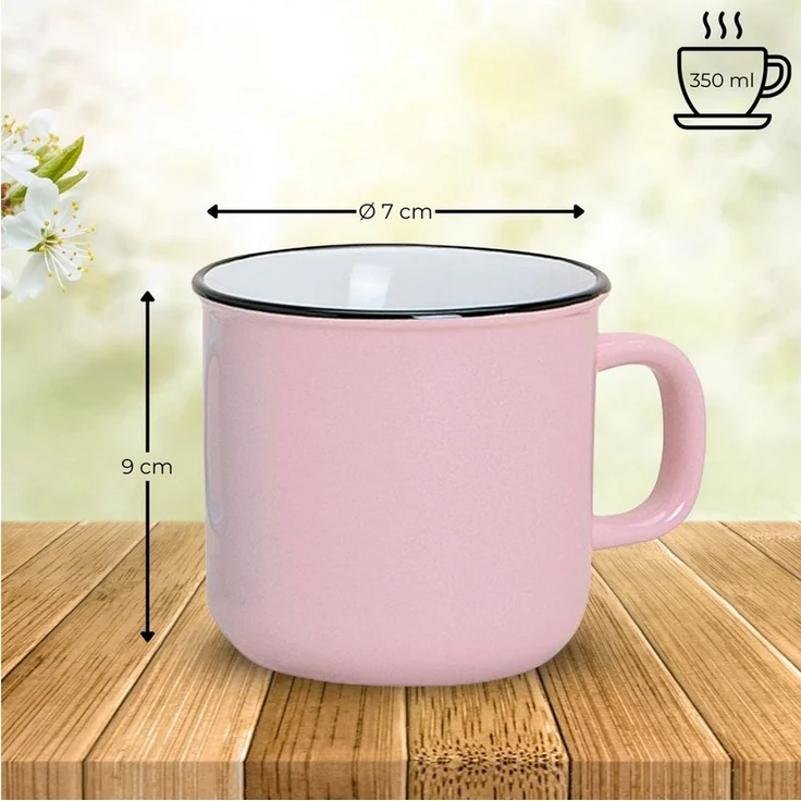 matches21 HOME & HOBBY Tasse Kaffeetassen Emaille-Optik Pastell, Teetassen 3er Set, 350 ml, 3-tlg, Porzellan, Dopamin Deko Kaffeebecher für Tee & Cappuccino – Bild 2