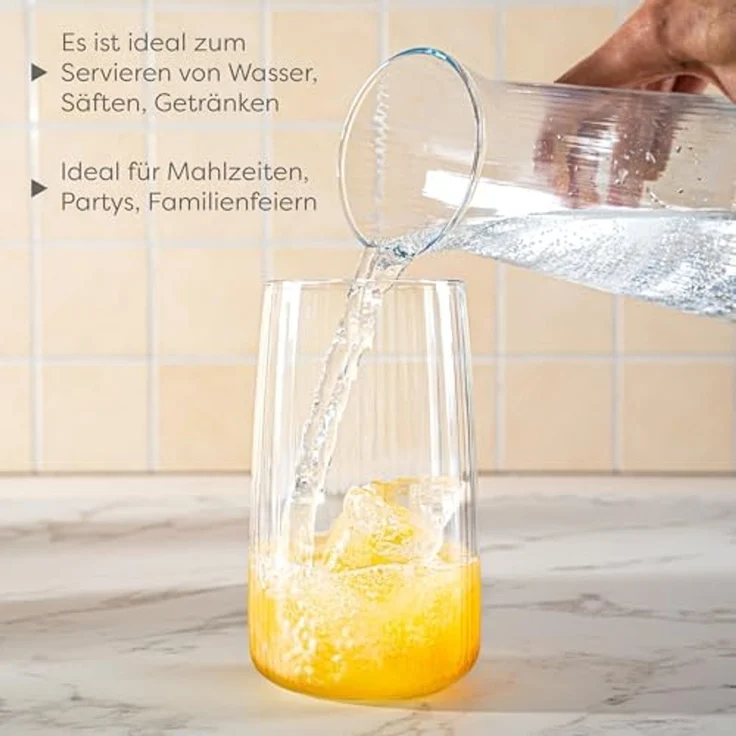 KONZEPT Gläser-Set 6 teilig mit Rillenstruktur (480 ml), Trinkgläser hohe Qualität, 6-tlg, Bleifreies Glas, Hergestellt in der EU – Bild 5