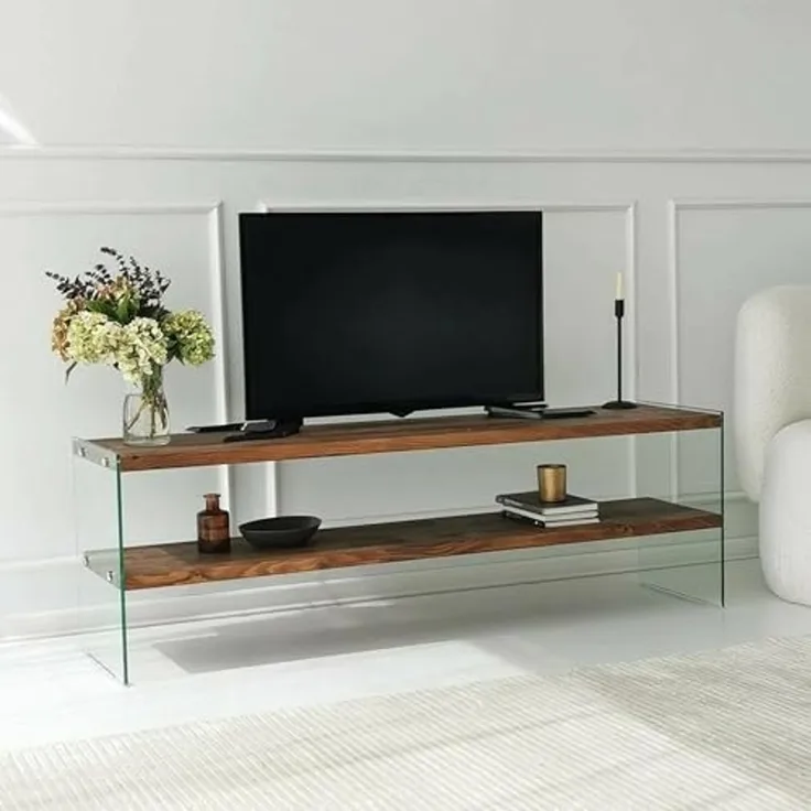 Dmora TV-Möbel Vindemiatrix 140x35x45 cm Braun, 2 Regale
