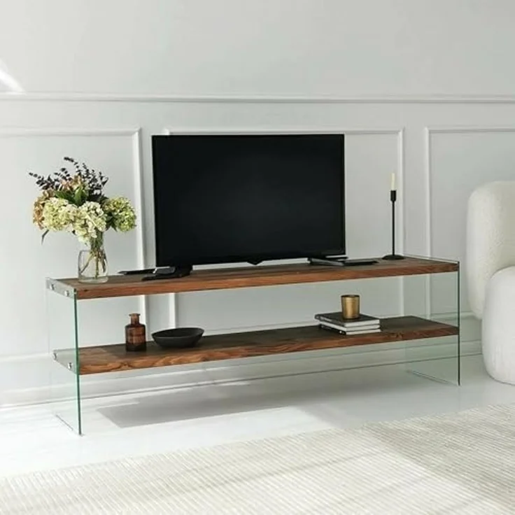 Dmora TV-Möbel Vindemiatrix 140x35x45 cm Braun, 2 Regale – Bild 1