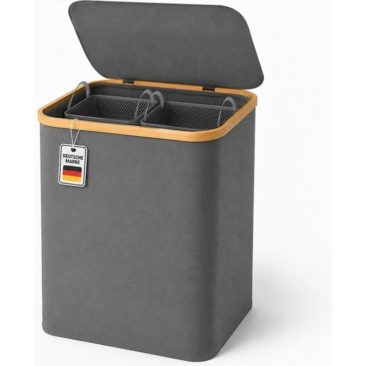 Roxlin Wäschekorb Wäschekorb 150L faltbar mit Deckel, wasserdicht, 2 Taschen – Bild 1