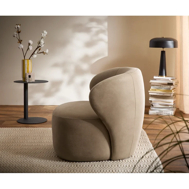 Loungesessel Pulo 80x80 cm Mikrofaser Beige Vintage – Bild 5