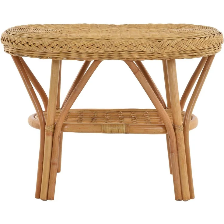 Krines Home Beistelltisch Rattan-Tisch/Ovaler Beistelltisch/Couchtisch Rattantisch Ablage Oval, Oval – Bild 2