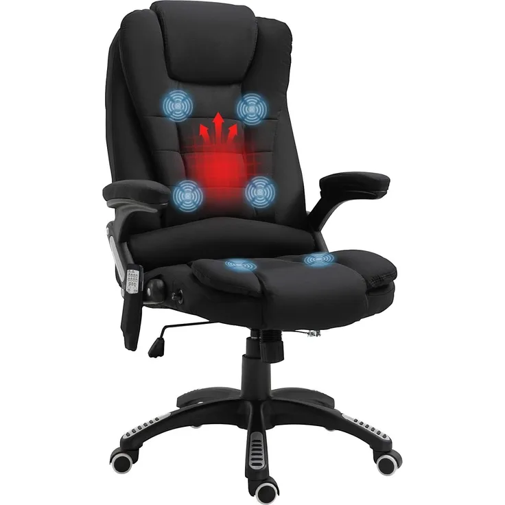 Vinsetto Massagesessel Chefsessel mit Massagefunktion höhenverstellbarer Drehstuhl ergonomischer Gamingstuhl Bürostuhl Massage Schwarz 67 x 74 x 116–126 cm