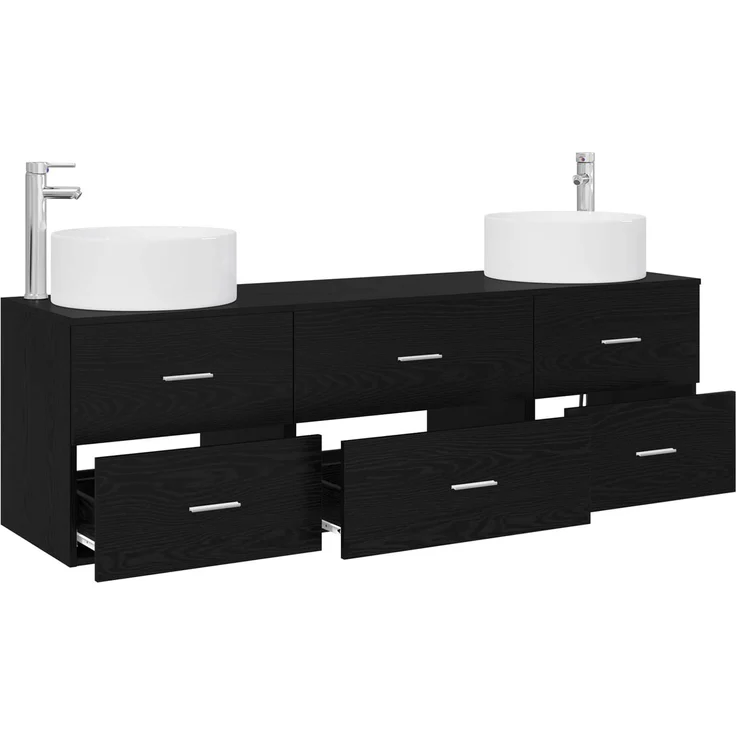 vidaXL Badezimmerschrank-Set 3 stk. Schwarz 161,5 x 44,5 x 80 cm 3405940 – Bild 3