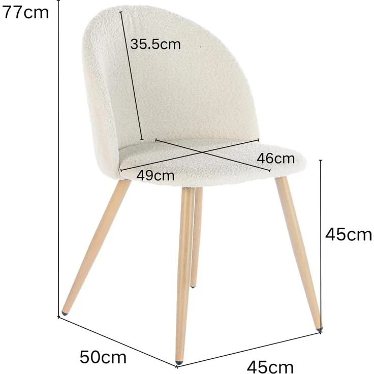 FurnitureR Set von 4 Esszimmerstühlen Weiche Stühle Küchenstühle, Komfort Chenille Stoff Sitz für Esszimmer Wohnzimmer Lounge Home, Beige – Bild 2
