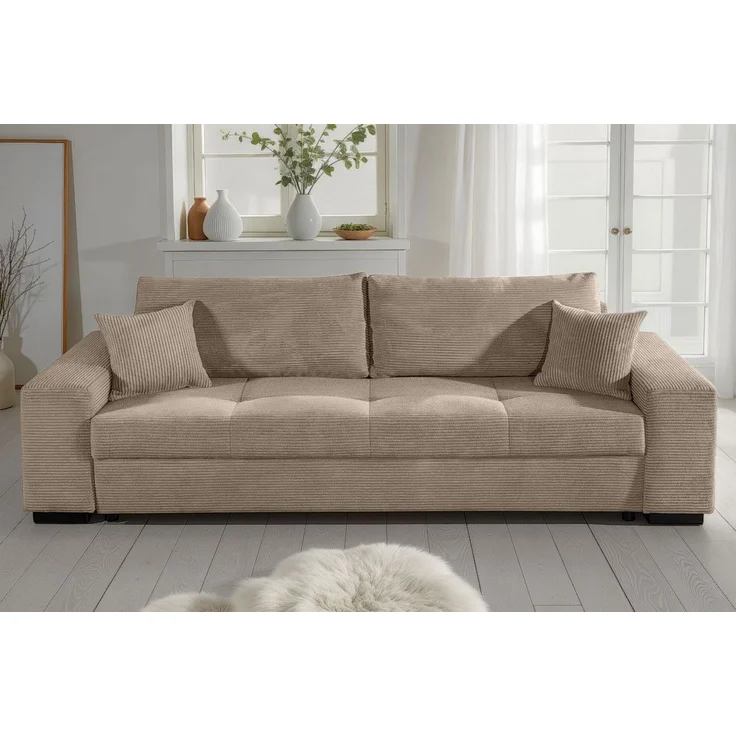 COLLECTION AB Schlafsofa Kreta, B: 248 cm, Liegefl. 137x195 cm, Bettfunktion, Bettkasten & 2 Zierkissen, optional mit Topper – Bild 1