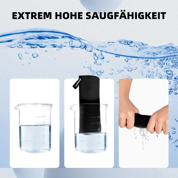 3er-Set Mikrofaser Handtuch Groß & 2 Stück Klein Schwarz – Bild 6