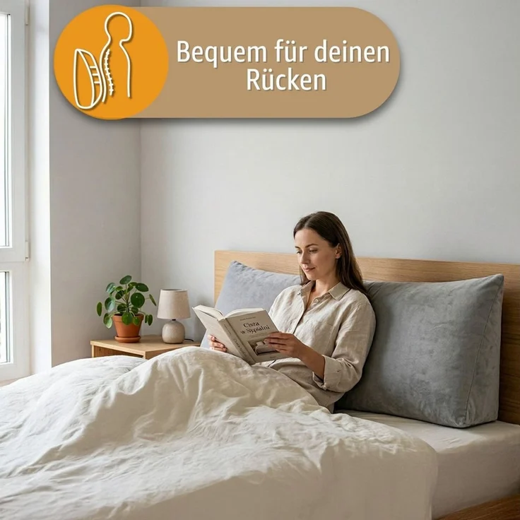 Amazinggirl Rückenkissen Keilkissen Cord Kissen 70x40 cm - Lesekissen für Bett Sofa und Couch – Bild 4