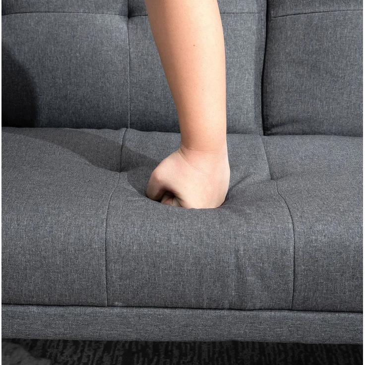 DESVIAE Schlafsofa mit klappbarem Tisch, 181x78x77 cm, Polyester, Dunkelgrau – Bild 6
