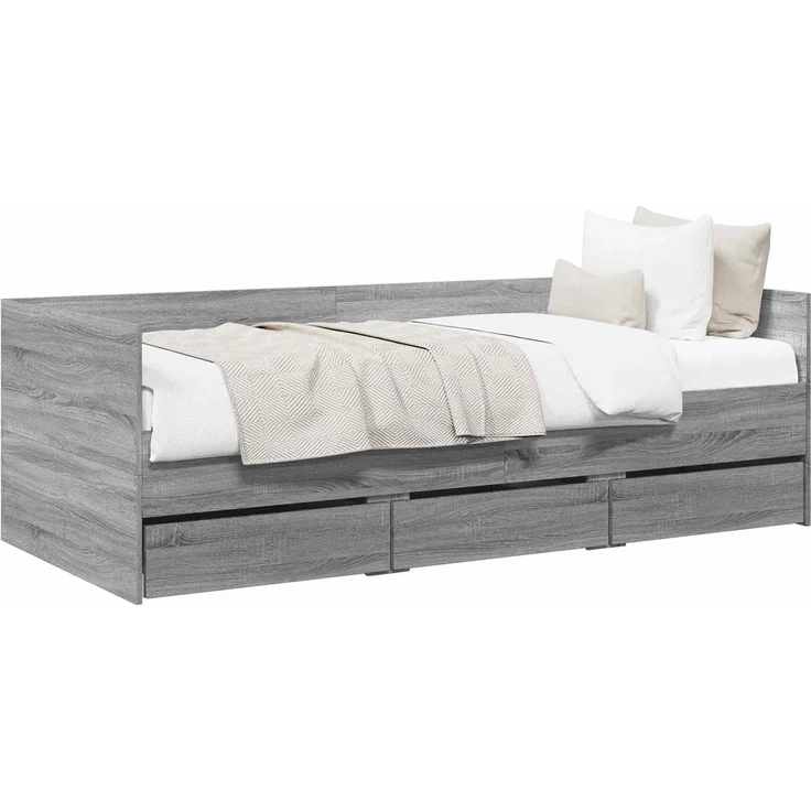 vidaXL Tagesbett mit Schubladen mit Kopfteil Grau Sonoma Holzwerkstoff 3429633 – Bild 2