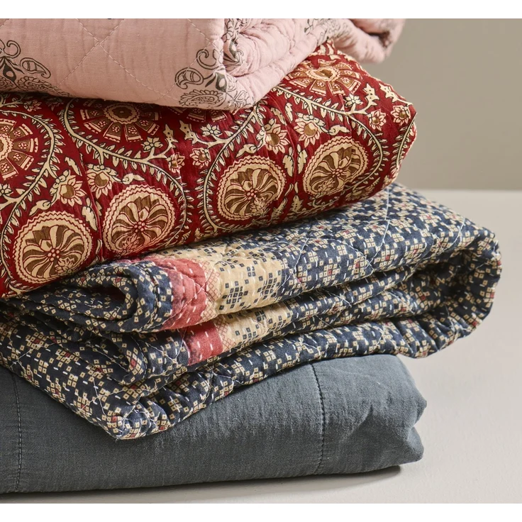 Ib Laursen - Decke Quilt Tagesdecke Überwurf 180x130cm Blau Rosa Muster 07922-39 – Bild 2