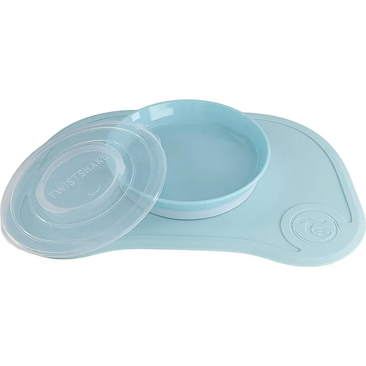 Vital Innovations 78130 Twistshake Teller mit passender Unterlage, pastell blau