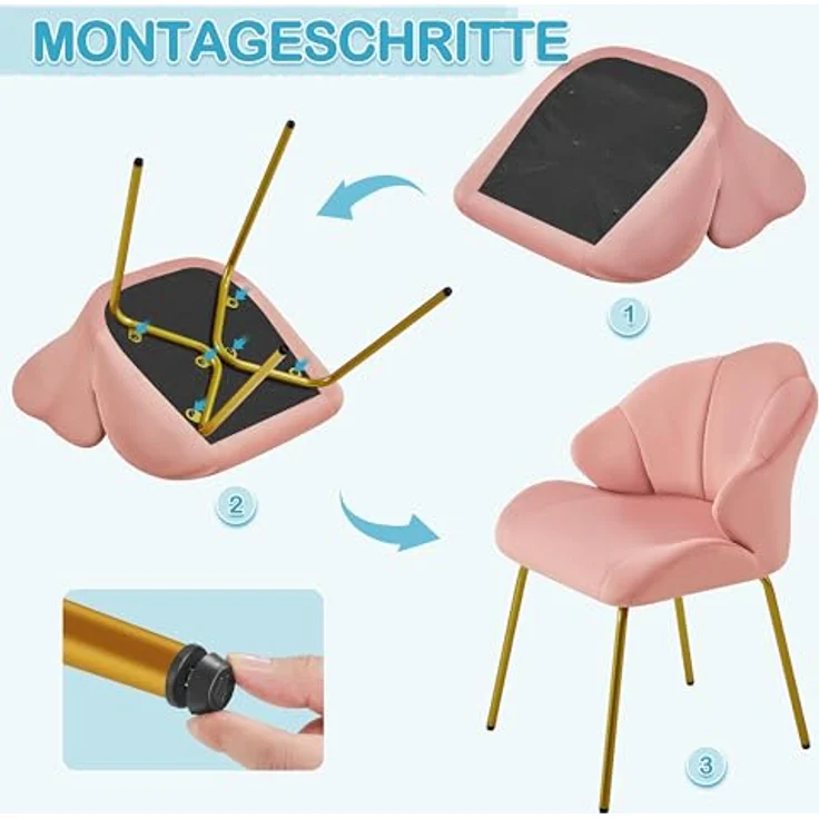 Yaheetech Sessel Loungesessel in Muschelform, Ohrensessel modern, Polsterstuhl mit Metallbeinen, Polyester, für Wohnzimmer/Schminktisch/Schlafzimmer, Rosa – Bild 10