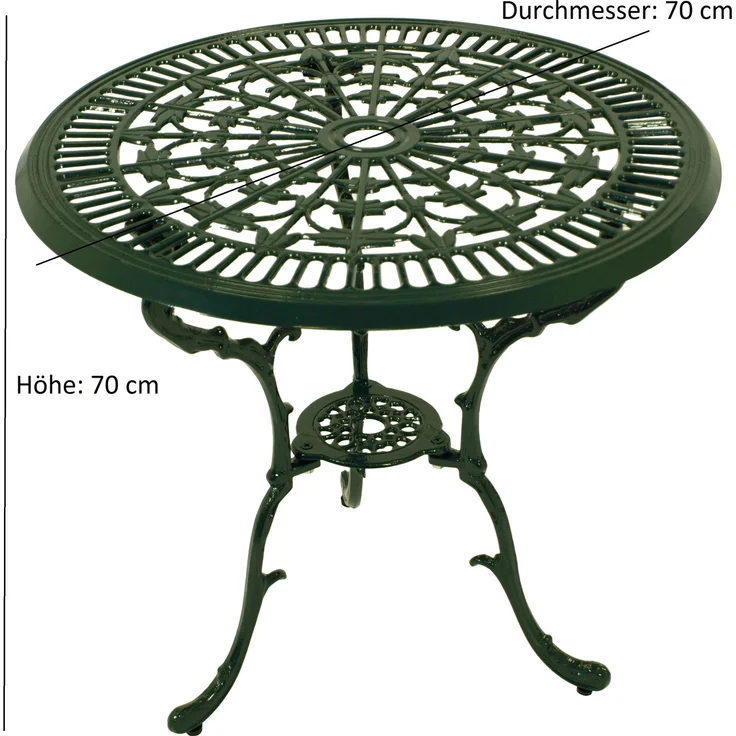 DEGAMO Jugendstil Bistroset 5-teilig, Aluguss, grün, Tisch 77cm rund – Bild 5