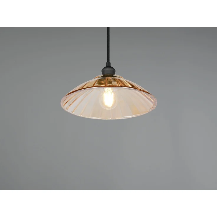 Pendelleuchte ELUNA einflammig, Schwarz mit Glasschirm Amber, Ø 29,5cm – Bild 5