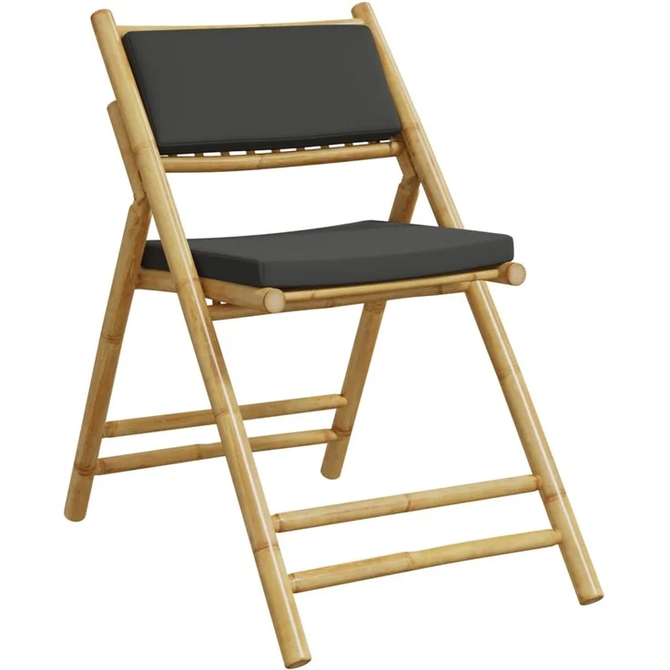 vidaXL Bistrostühle 6 Stk. Klappbar mit Dunkelgrauen Kissen Bambus 3208926 – Bild 2