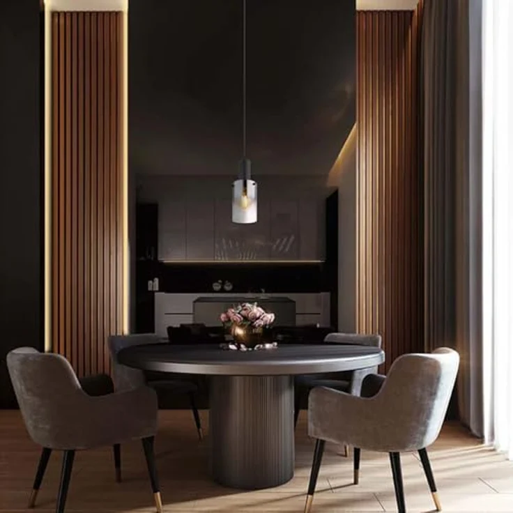 GLOBO Pendelleuchte 1-flammig, Hängelampe aus rauchfarbenem Glas, Höhe 150 cm, Metall schwarz matt – Bild 4