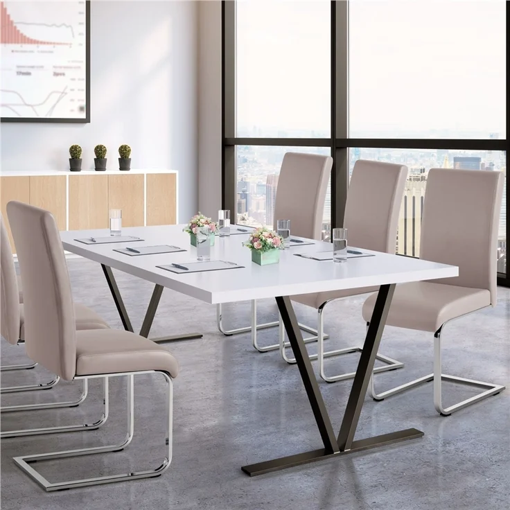 Yaheetech 2er-Set Freischwinger, Kunstleder, Hellbraun, 41,5 x 55 x 103 cm – Bild 3