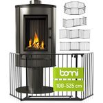 BOMI Kinderschutzgitter Kamin Milo XL 100-525 cm | Extrabreite Tür: 75 cm Durchgang & Feststellfunktion | Kaminabsperrung aus Metall | Ofen Schutz für Kinder freistehend | Kaminschutzgitter 4m