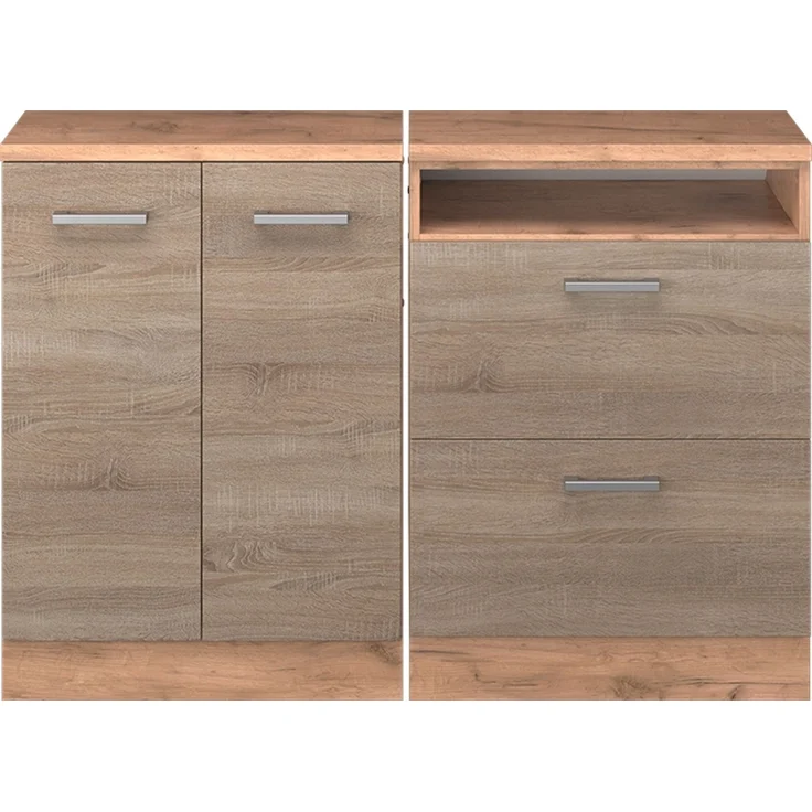 Küchenschrank für Dachschrägen R-Line Sonoma 120 cm 2er Set Schrankkorpuss 60 cm Tiefe Vicco – Bild 3