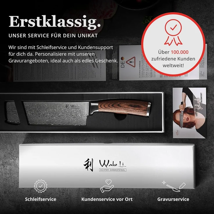 Wakoli Asiamesser EDIB Sakura Damast Nakiri Messer Küchenmesser 18 cm Klinge, aus 67 Lagen Damaststahl, VG-10 Kern – Bild 7