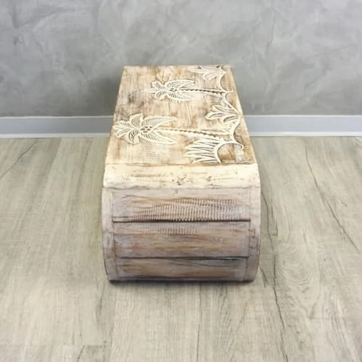 Oriental Galerie Beistelltisch Beitelltisch Brückentisch Palmen Natur Weiß Mittel, Nachttisch, Couchtisch, Laptoptisch – Bild 6