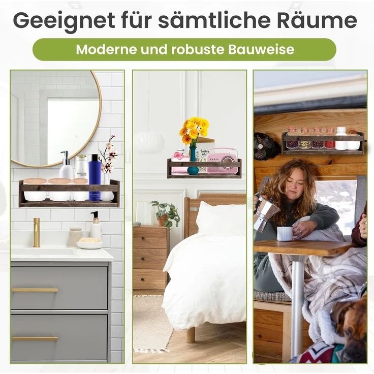 Mein-Regal Wandregal Alma Set 2-tlg. Dunkelbraun Hängeregal 42x12x10 cm – Bild 6