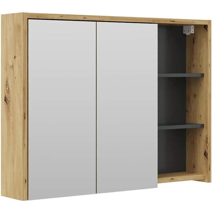 Badspiegelschrank Viola Eiche/Anthrazit 100 x 75 cm Vicco