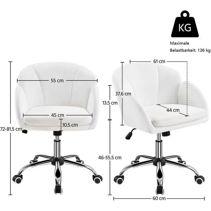 Yaheetech Drehstuhl, höhenverstellbar, mit Armlehnen & Rückenlehne – Bild 3