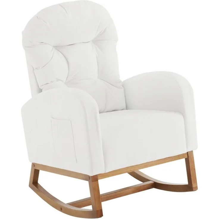 HAUSS SPOLE Schaukelstuhl Loungesessel für Wohnzimmer, Schlafzimmer Beine aus Massivholz Weiß (Loungesessel, 1 St), für Wohnzimmer, Schlafzimmer und Balkon